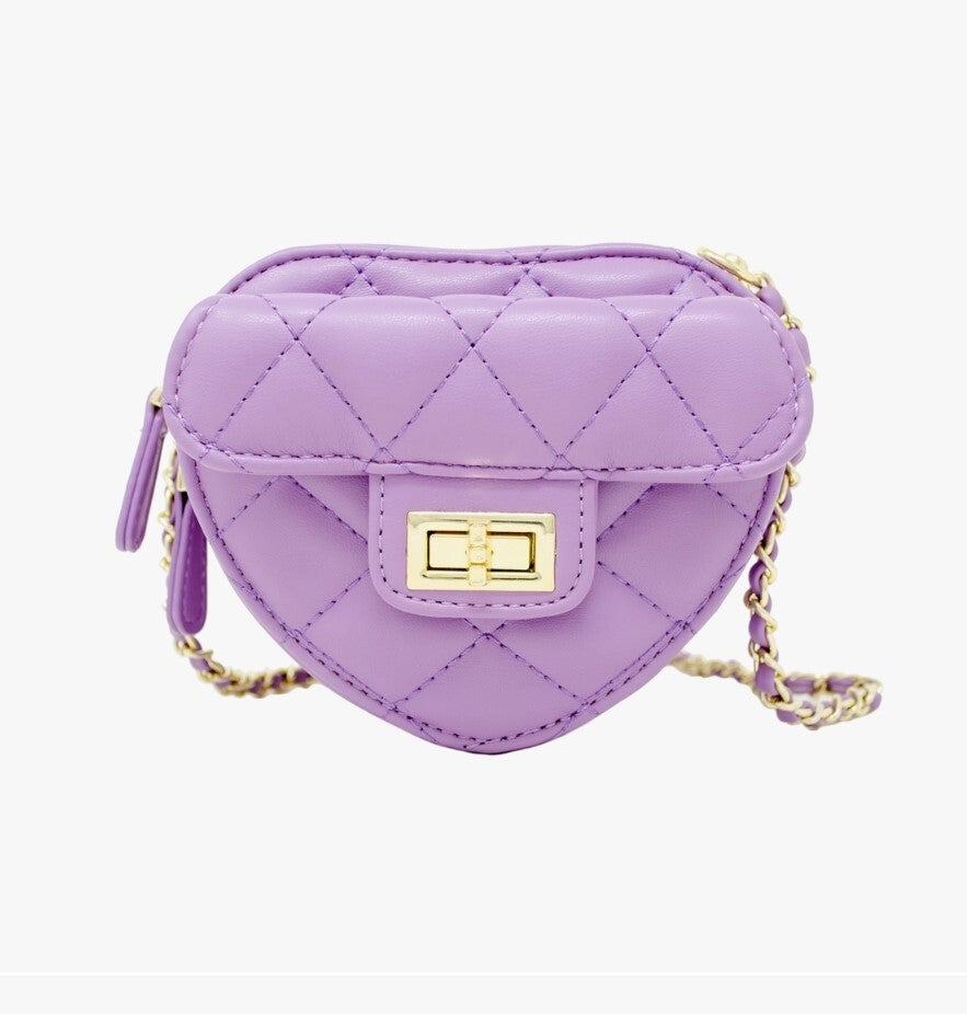 CHANEL 22S NWB PURPLE VIOLET QUILTED HEART NECKLACE CROSSBODY BAG RUNWAY  PIECE